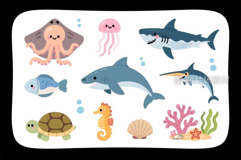 海洋动物卡通插画