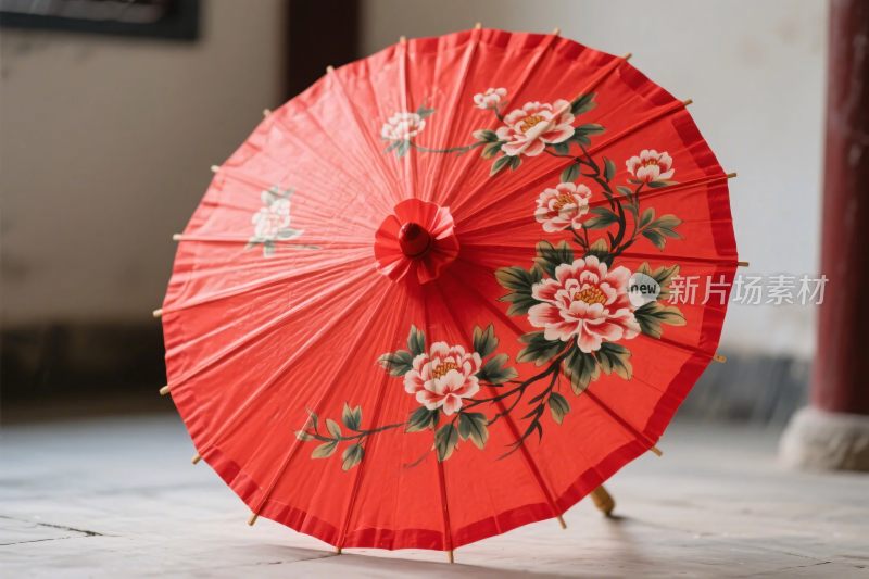 红色古风油纸伞