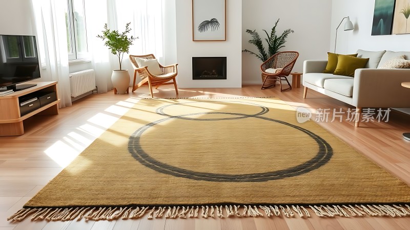 阳光明媚的现代客厅简约风格温馨舒适