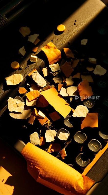 破碎键盘上的阳光碎片