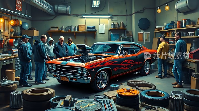 车库里的经典改装车