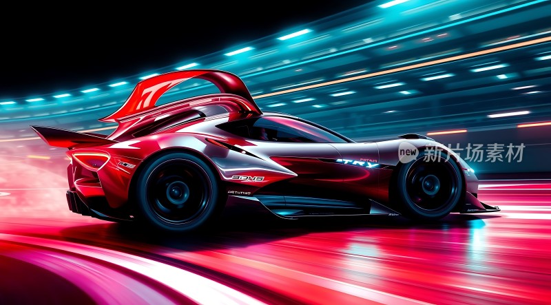 红色赛车疾驰赛道速度与激情并存！