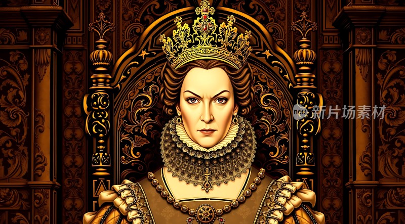 金色皇冠下的威严女王
