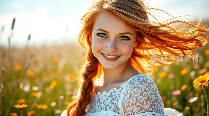 阳光下的微笑女孩