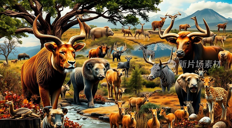 非洲草原上的动物大集合