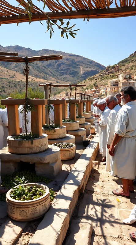 橄榄榨油传统工艺现场展示