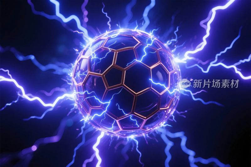闪电环绕几何球体