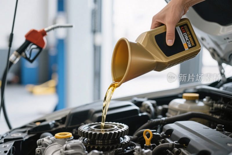 为汽车发动机添加机油画面