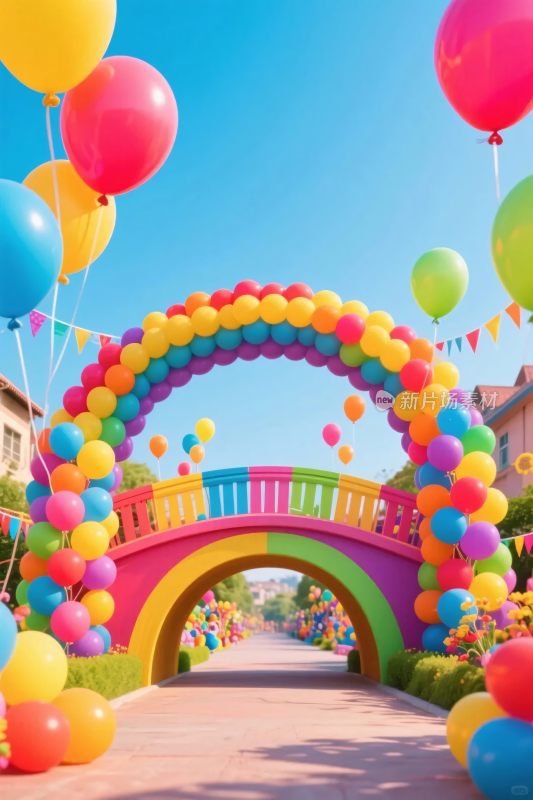 彩色气球拱门场景