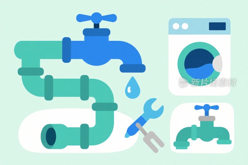 管道维修工具插画