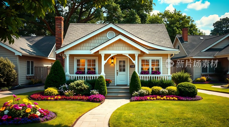 美丽家园温馨小屋绿意盎然色彩缤纷