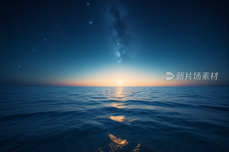 视图的水面一个明亮的星星在天空中风景图片