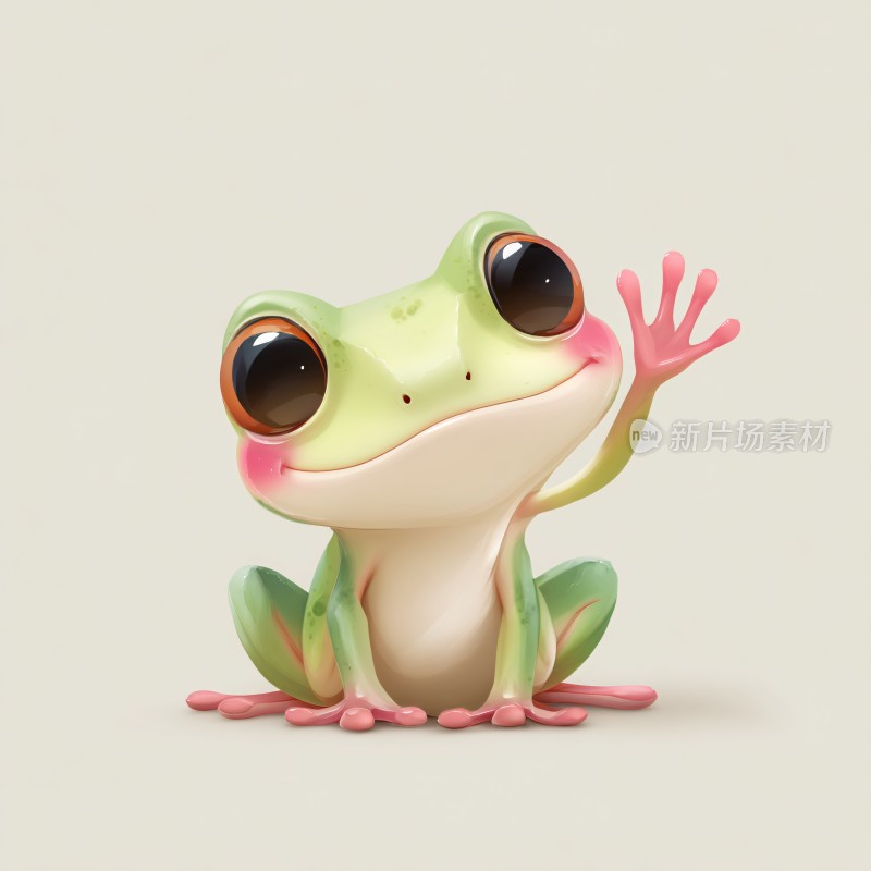 挥手的可爱卡通青蛙