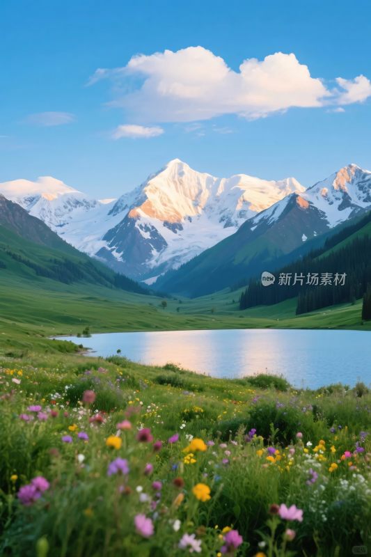 雪山湖泊自然风景