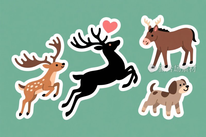动物卡通贴纸插画