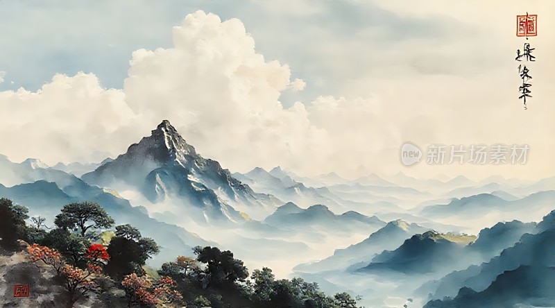 云雾缭绕的山峰