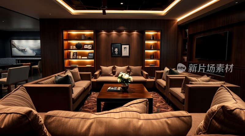 现代客厅设计舒适沙发与精美装饰品