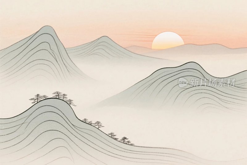 古风山水风景插画