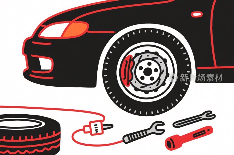 汽车维修工具插画