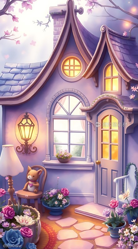梦幻小屋温馨夜晚的童话家园