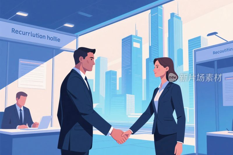 商务展会握手互动场景
