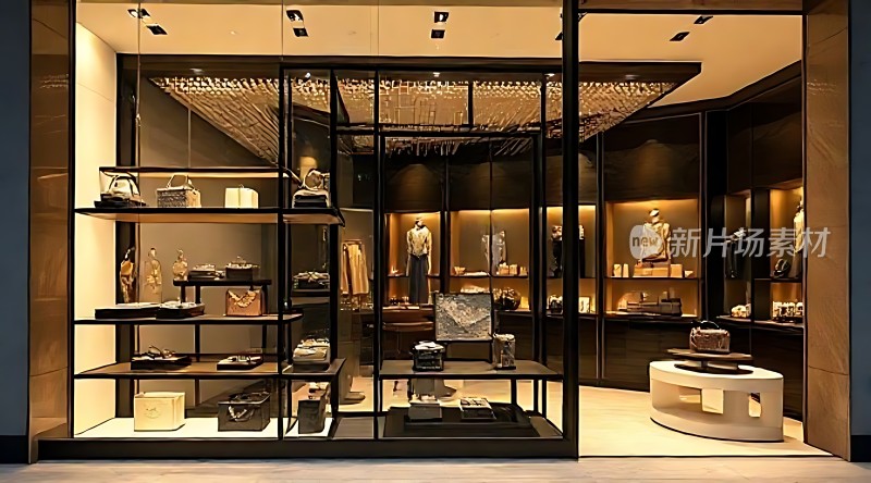 高端精品店内部展示奢华商品陈列现代设计风格