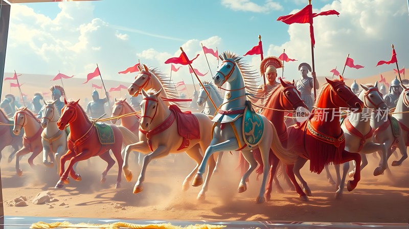 沙场英豪战马奔腾