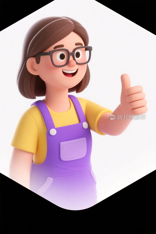 卡通点赞女士形象