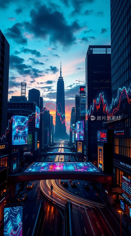 霓虹灯下的金融都市