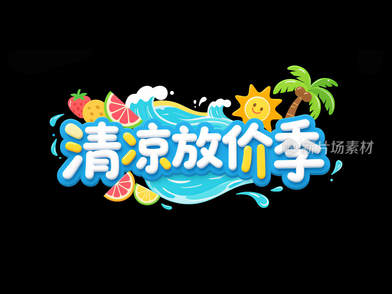 夏日清凉放价季创意艺术字设计