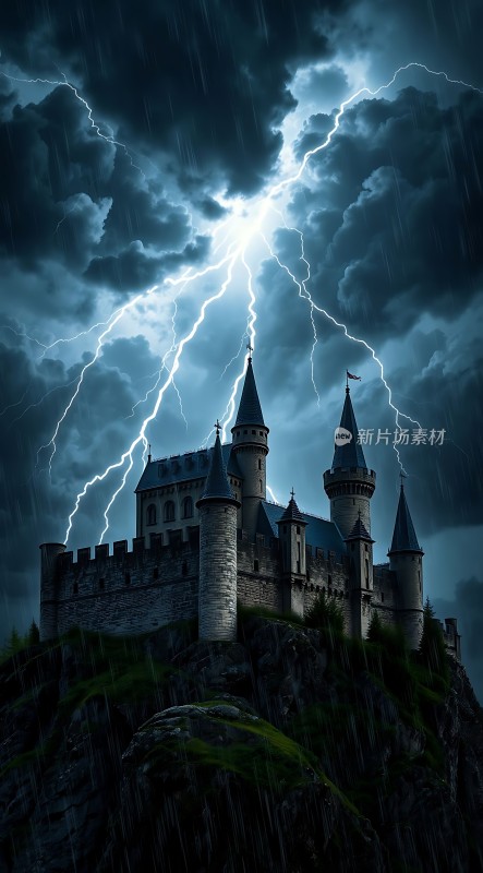暴风雨中的神秘城堡