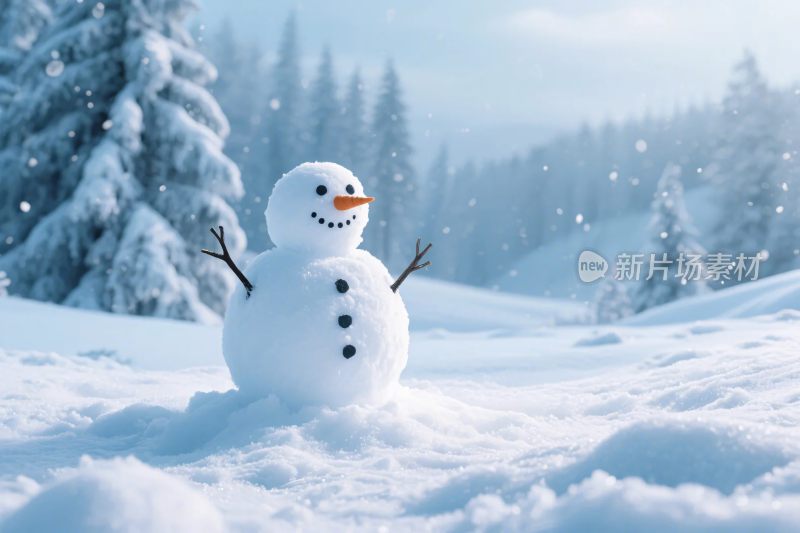 雪地雪人冬季风景