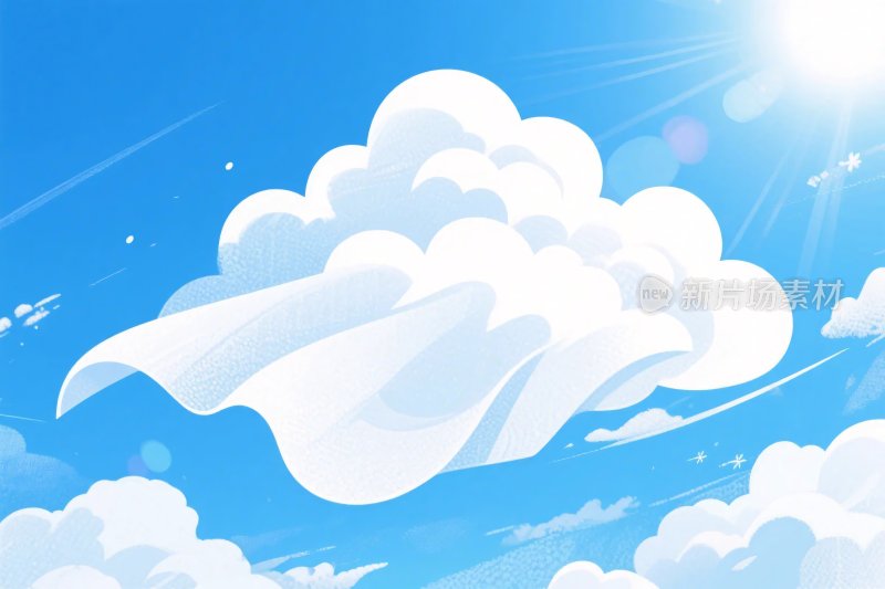 卡通云朵蓝天插画