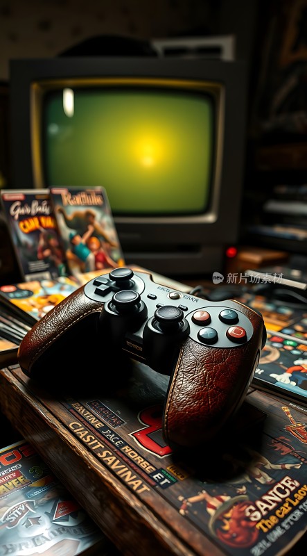 复古游戏手柄与经典电视机的怀旧时光