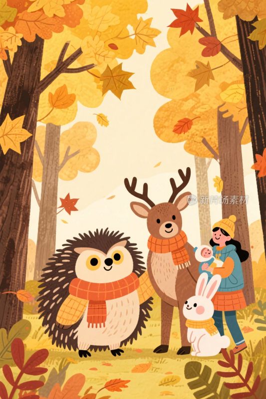 秋日森林动物伙伴