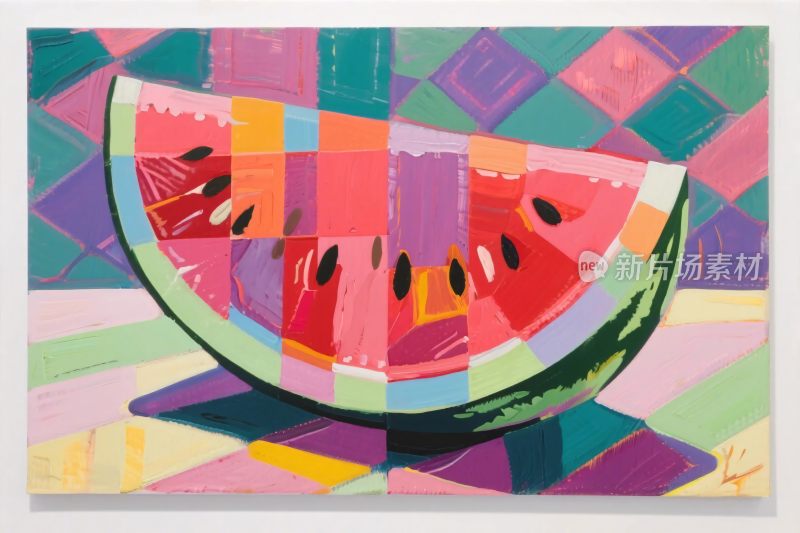 色彩拼贴西瓜插画