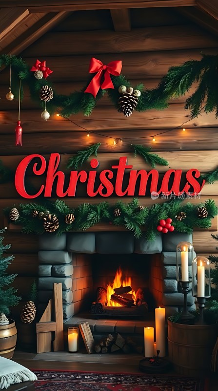 圣诞壁炉温馨夜