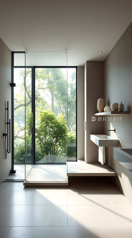 现代浴室设计自然光线充足简约风格