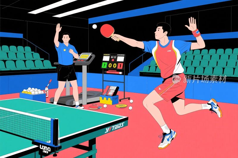 乒乓球比赛场景插画