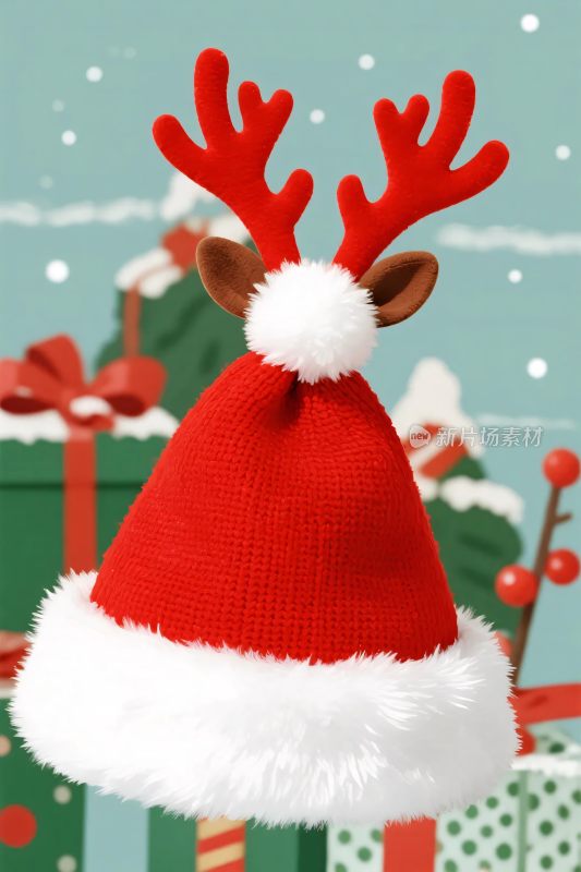 圣诞驯鹿角装饰帽