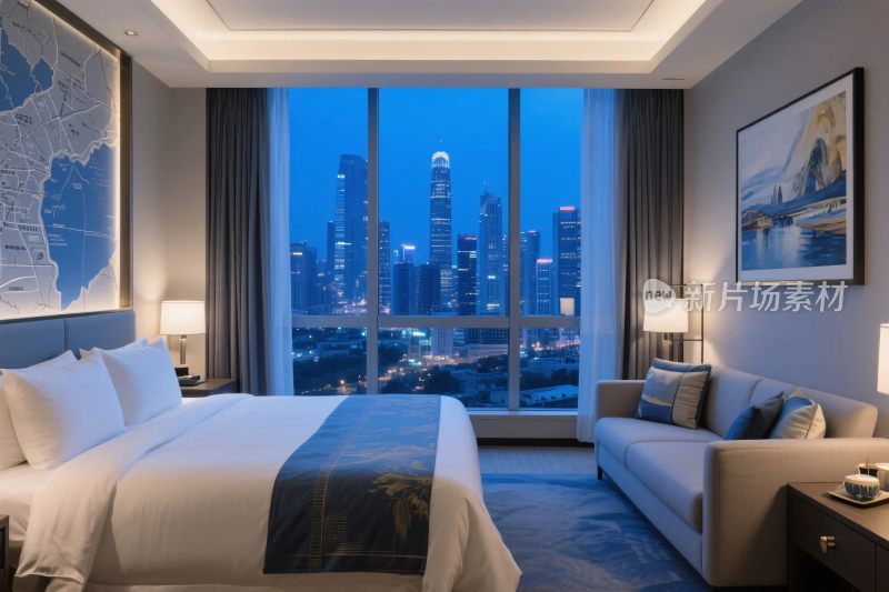 现代酒店客房景观图
