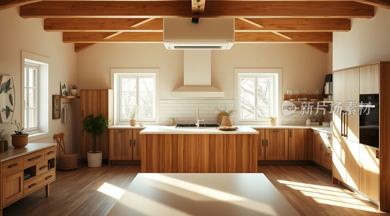 阳光厨房温馨木色空间