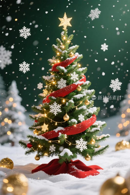 圣诞树装饰插画