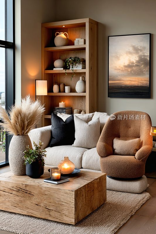 温馨现代风格的客厅室内场景