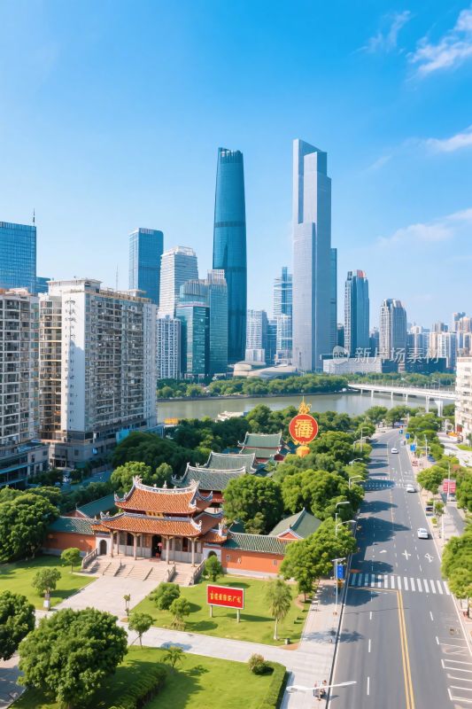 现代与古建城市景观