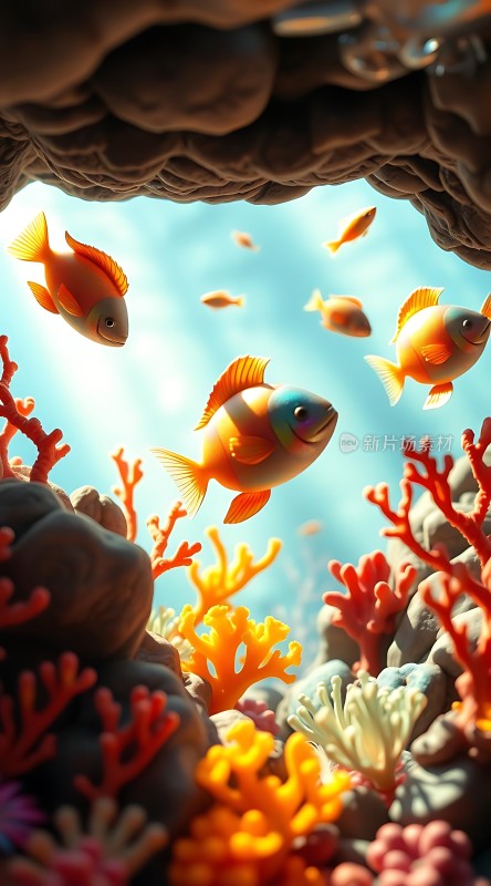 海底世界奇观色彩斑斓的小鱼与珊瑚共舞