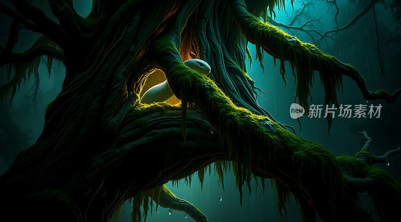 神秘森林中的古老树洞