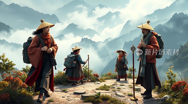 山间徒步旅行者