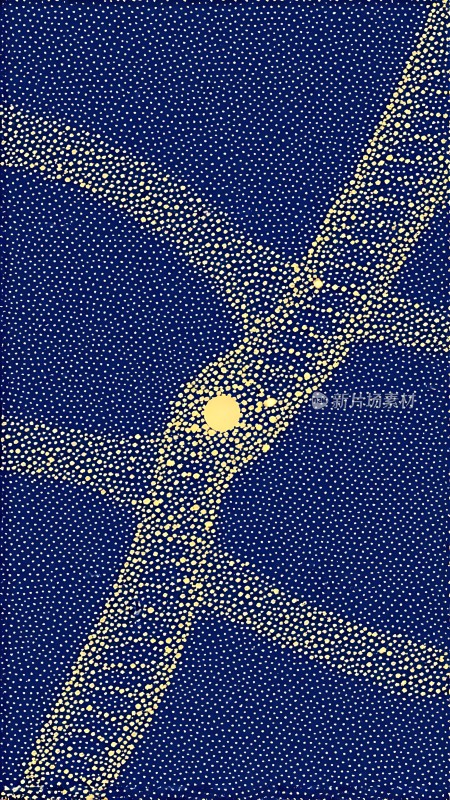 蓝色背景上的黄色线条和圆点
