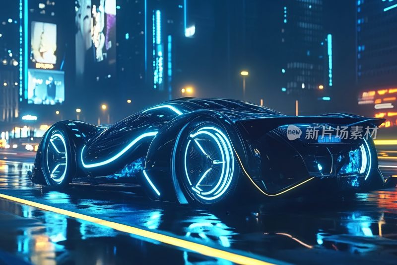 未来感炫酷黑色概念跑车
